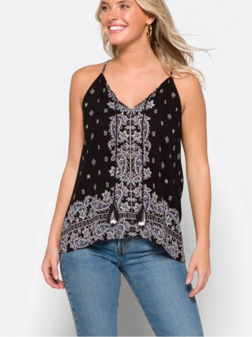 Rachell Tie Detail
Halter Top 
Paisley V-Neck Spaghetti Strap Camisole